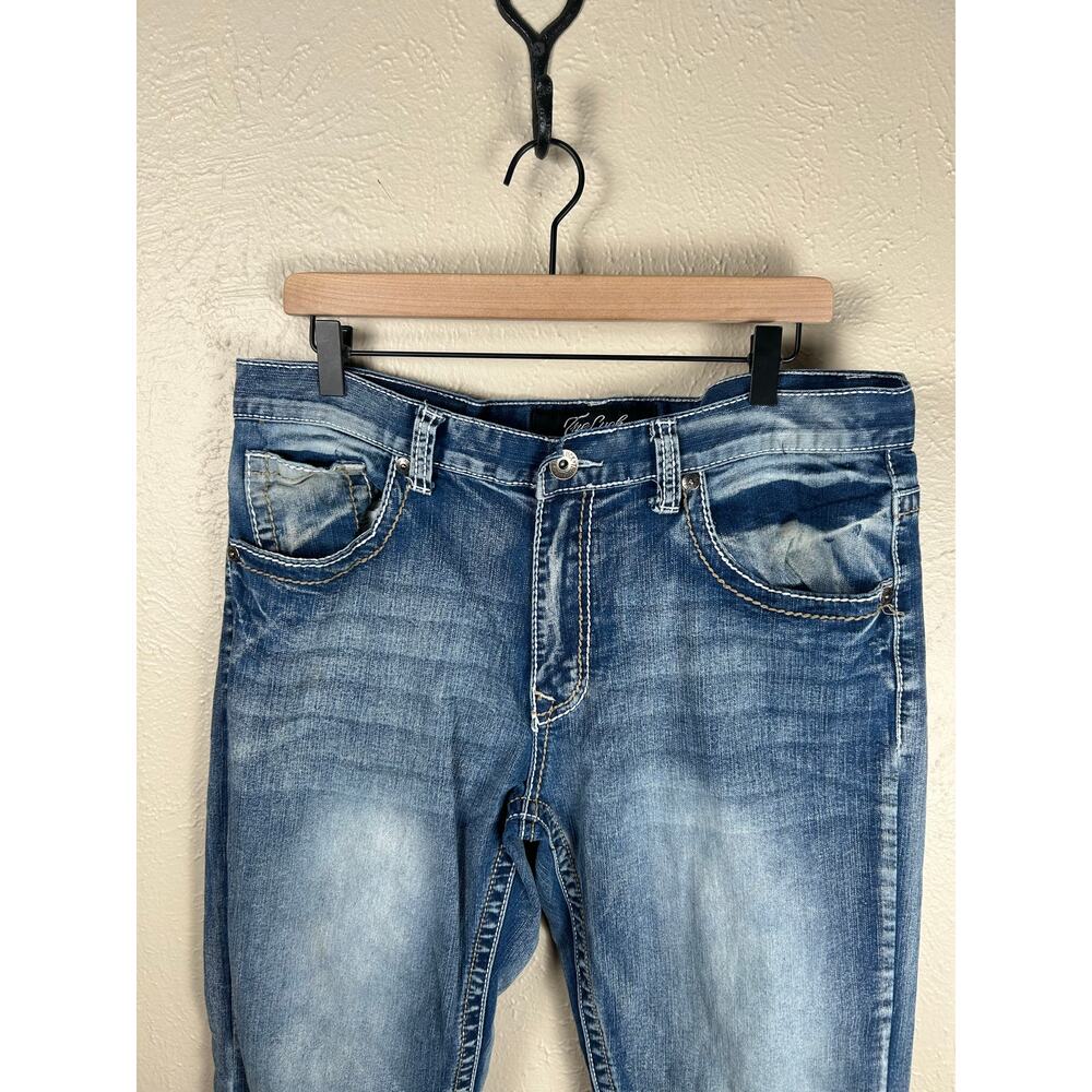 True Luck Jeans Mens Size 34x32 Denim Embroidered Pockets Straight Leg Y2K Pants - Picture 5 of 10